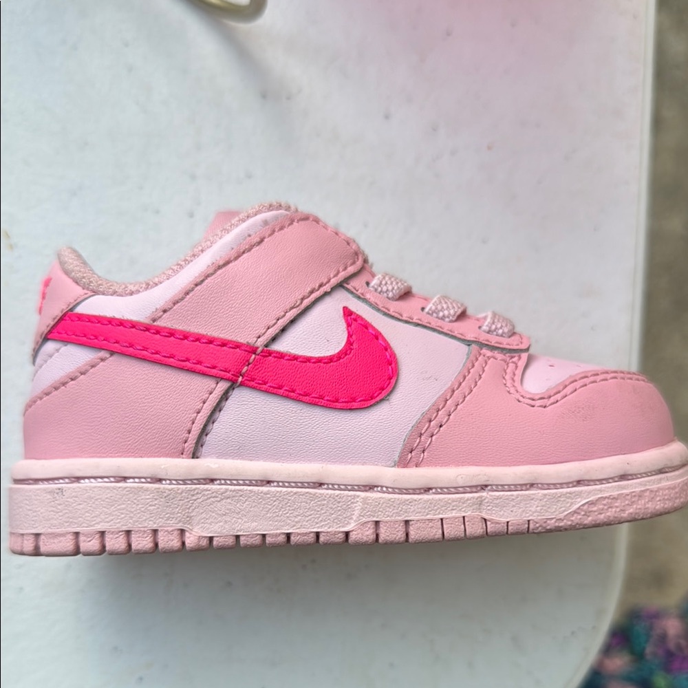 Nike Pink Dunk Low Sneakers with Velcro Strap